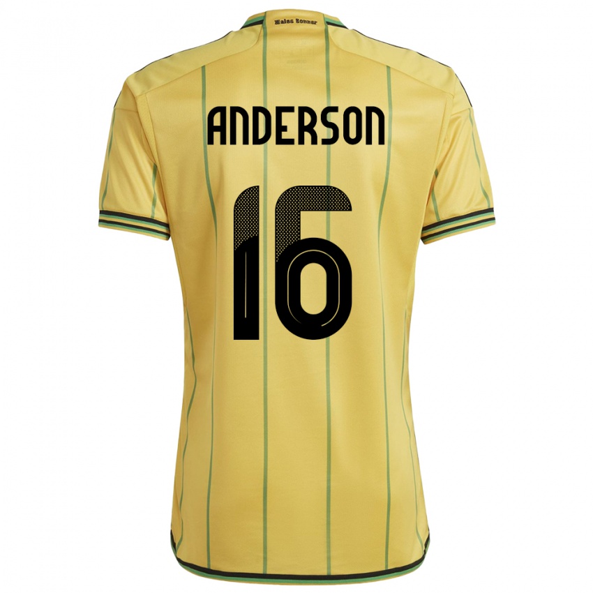 גברים ג'מייקה קארוי אנדרסון #16 צהוב ג'רזי ביתית 24-26 חולצה קצרה