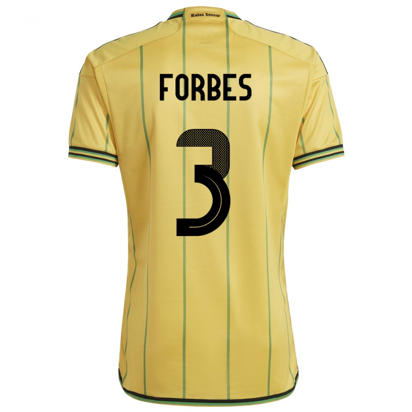 גברים ג'מייקה Michael Forbes #3 צהוב ג'רזי ביתית 24-26 חולצה קצרה