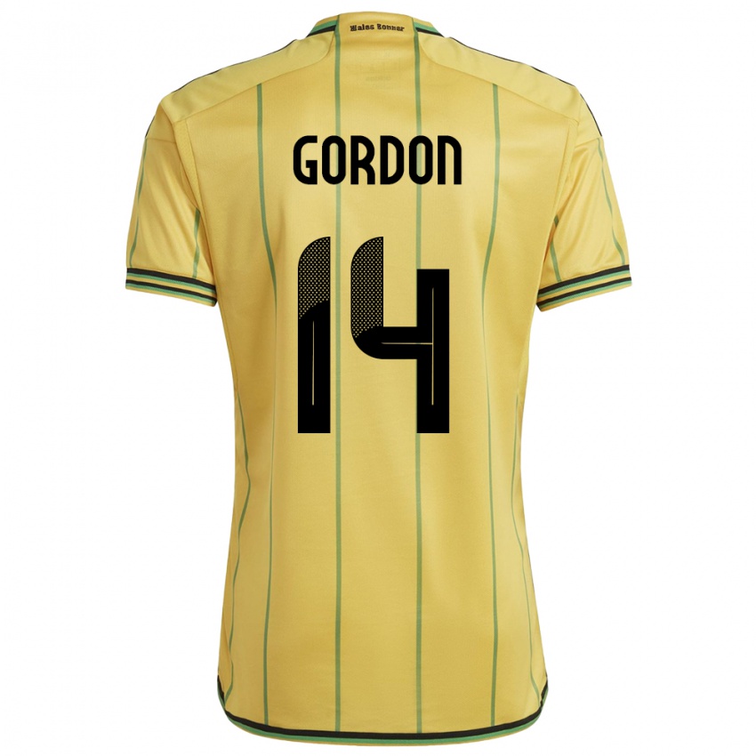 גברים ג'מייקה Ashton Gordon #14 צהוב ג'רזי ביתית 24-26 חולצה קצרה