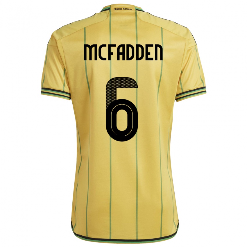 גברים ג'מייקה Logan Mcfadden #6 צהוב ג'רזי ביתית 24-26 חולצה קצרה
