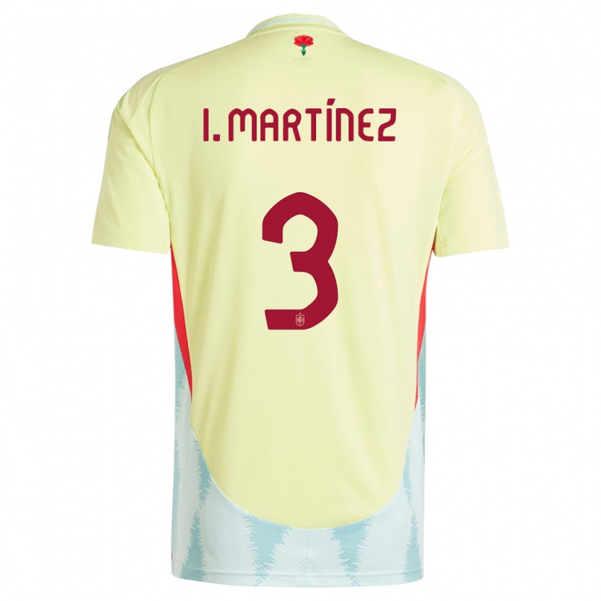 גברים ספרד איניגו מרטינס #3 צהוב הרחק ג'רזי 24-26 חולצה קצרה