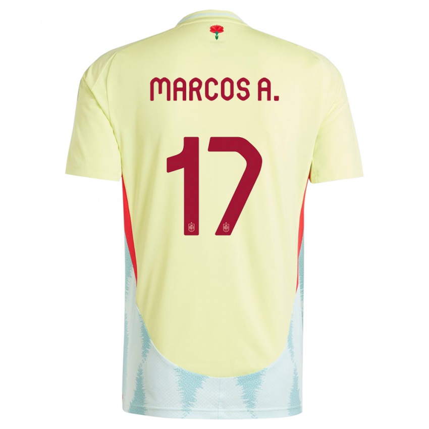 גברים ספרד מרקוס אלונסו מנדוסה #17 צהוב הרחק ג'רזי 24-26 חולצה קצרה