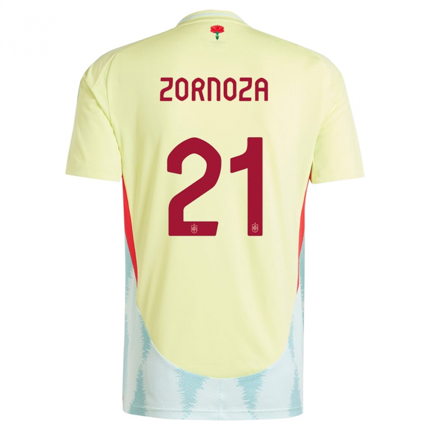 גברים ספרד קלאודיה זורנוזה #21 צהוב הרחק ג'רזי 24-26 חולצה קצרה