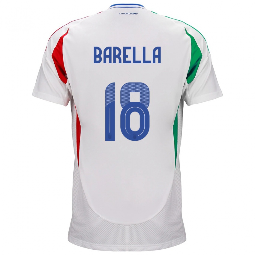 גברים איטליה ניקולו בארלה #18 לבן הרחק ג'רזי 24-26 חולצה קצרה