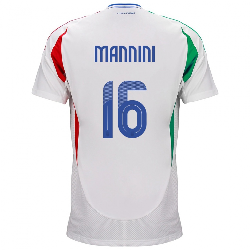 גברים איטליה מתיה מאניני #16 לבן הרחק ג'רזי 24-26 חולצה קצרה