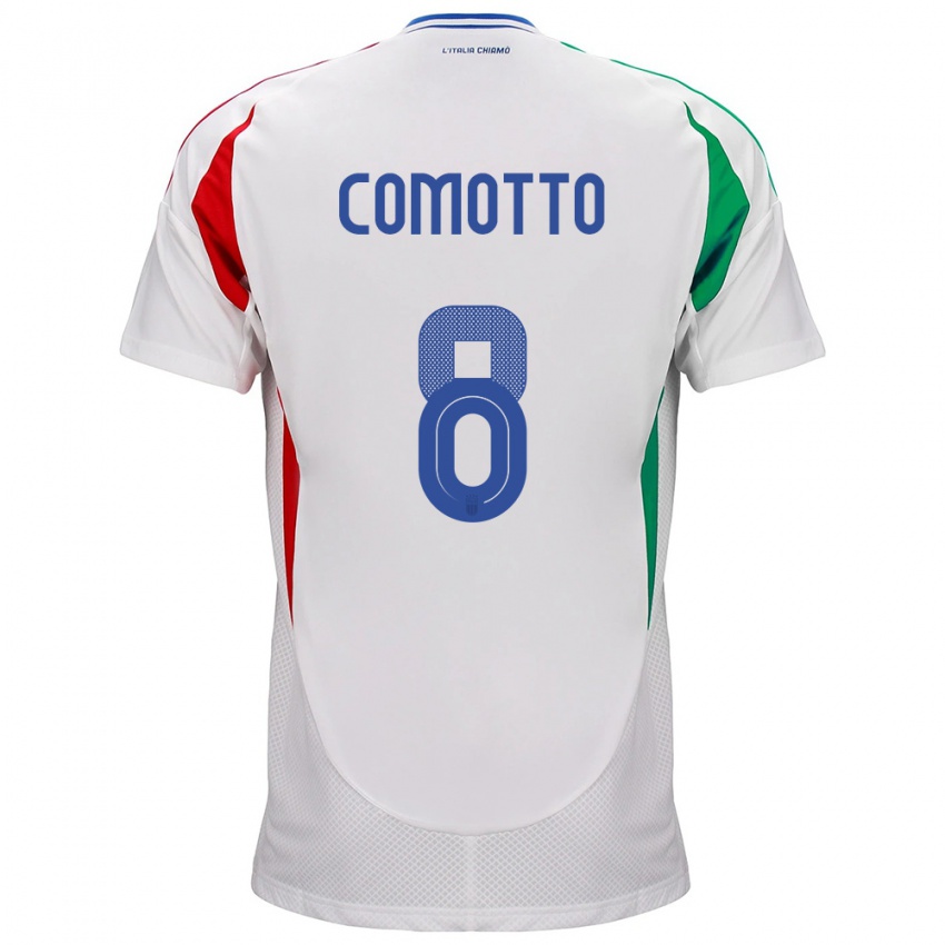 גברים איטליה כריסטיאן קומוטו #8 לבן הרחק ג'רזי 24-26 חולצה קצרה