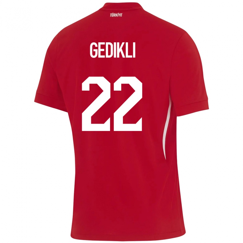 גברים טורקיה Berkant Gedikli #22 אָדוֹם הרחק ג'רזי 24-26 חולצה קצרה