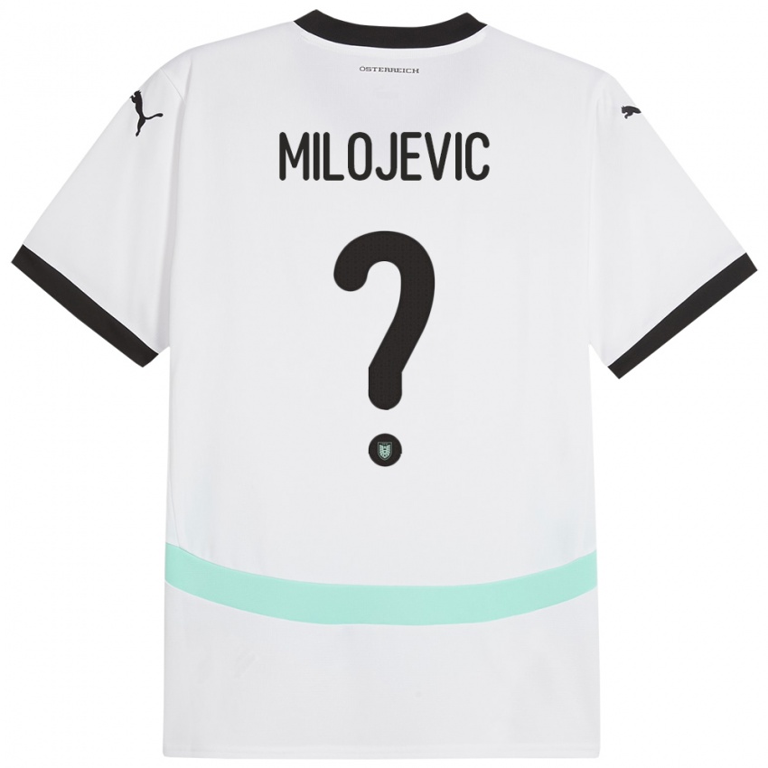 גברים אוסטריה Filip Milojevic #0 לבן הרחק ג'רזי 24-26 חולצה קצרה