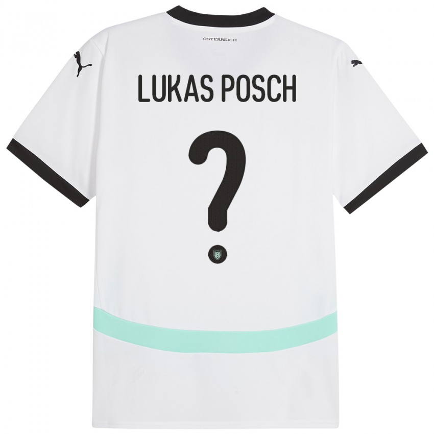 גברים אוסטריה Lukas Posch #0 לבן הרחק ג'רזי 24-26 חולצה קצרה