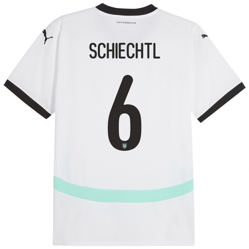 גברים אוסטריה Katharina Schiechtl #6 לבן הרחק ג'רזי 24-26 חולצה קצרה