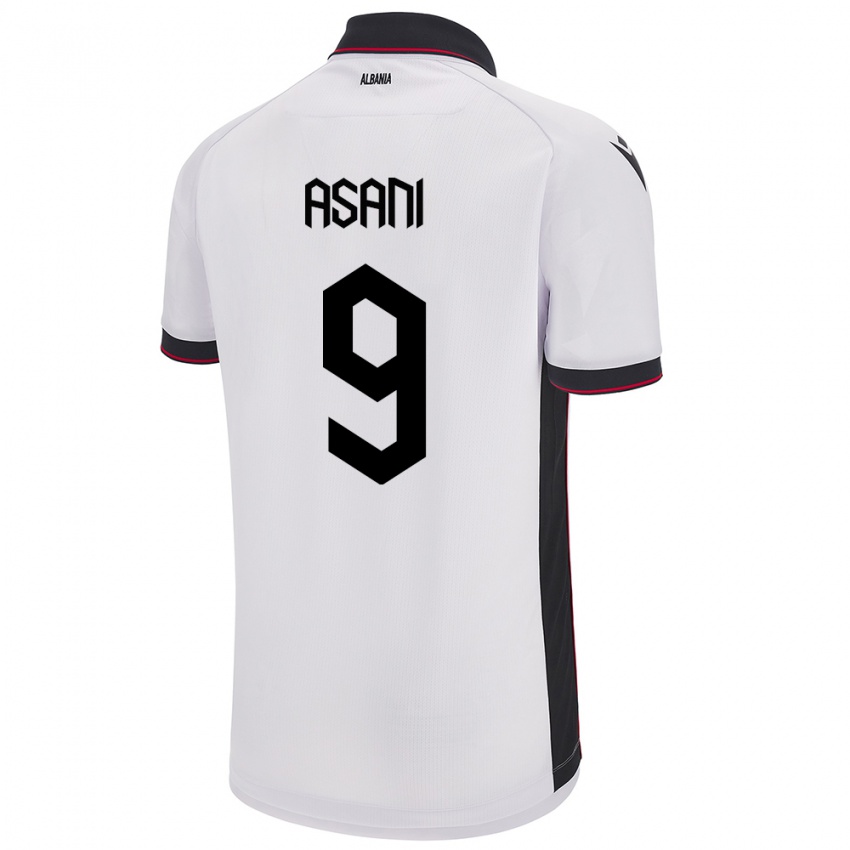 גברים אלבניה ג׳אסיר אסאני #9 לבן הרחק ג'רזי 24-26 חולצה קצרה