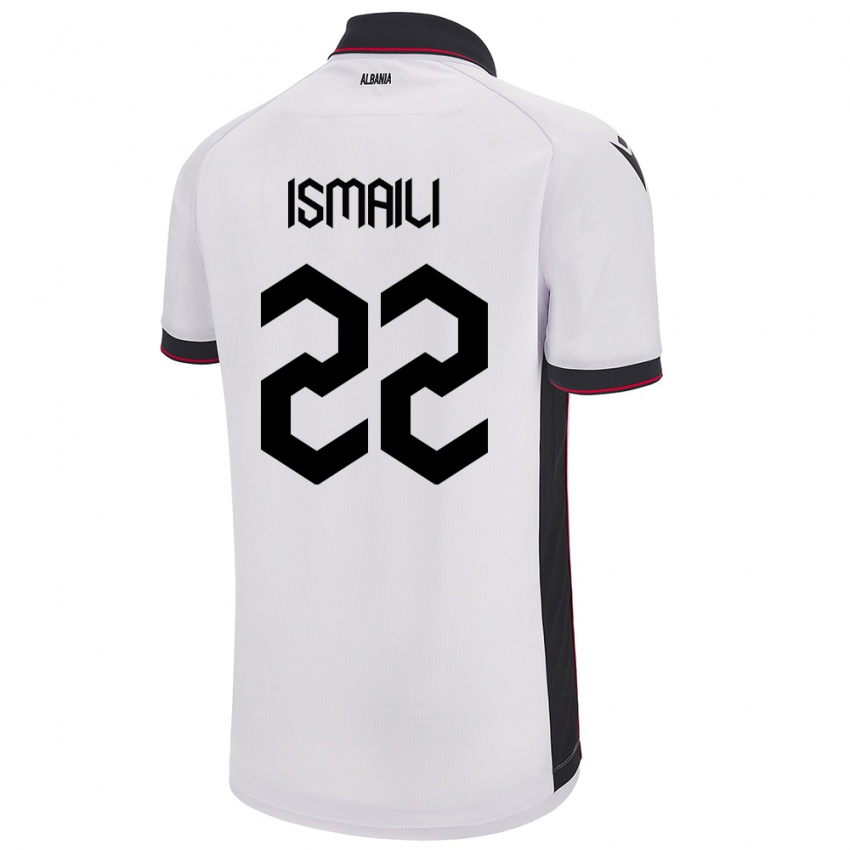 גברים אלבניה Ysni Ismaili #22 לבן הרחק ג'רזי 24-26 חולצה קצרה