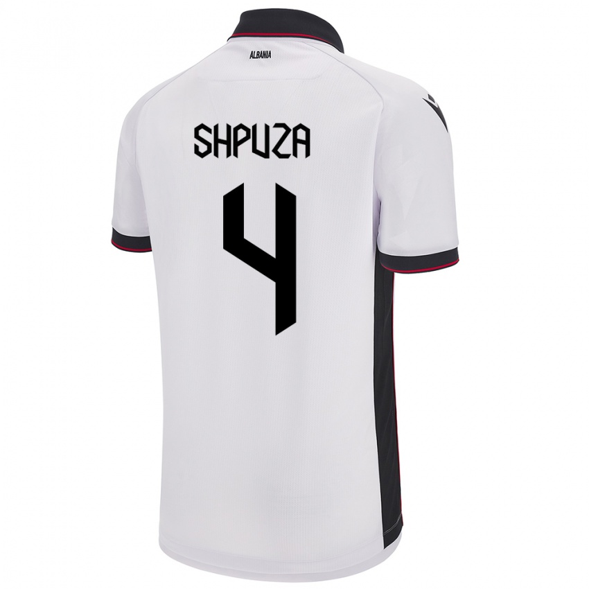 גברים אלבניה Kleo Shpuza #4 לבן הרחק ג'רזי 24-26 חולצה קצרה