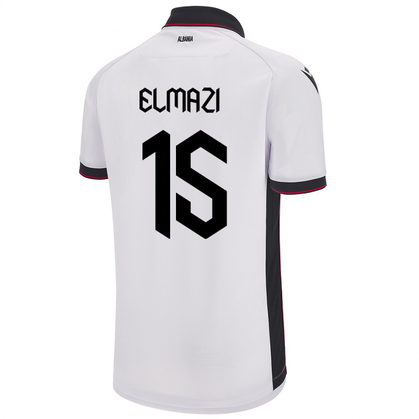 גברים אלבניה Enea Elmazi #15 לבן הרחק ג'רזי 24-26 חולצה קצרה