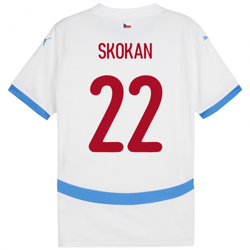 גברים צ'כיה Vitek Skokan #22 לבן הרחק ג'רזי 24-26 חולצה קצרה