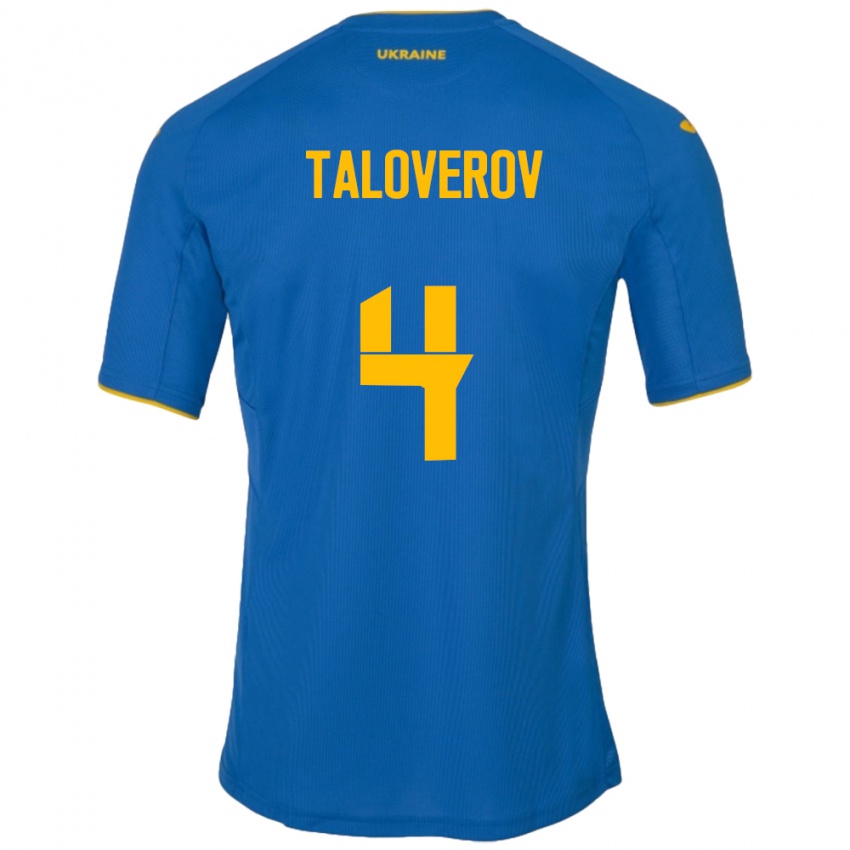 גברים אוקראינה Maksym Taloverov #4 כְּחוֹל הרחק ג'רזי 24-26 חולצה קצרה