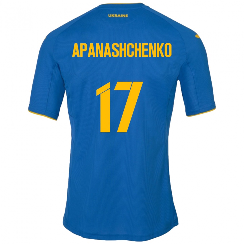 גברים אוקראינה Daryna Apanashchenko #17 כְּחוֹל הרחק ג'רזי 24-26 חולצה קצרה