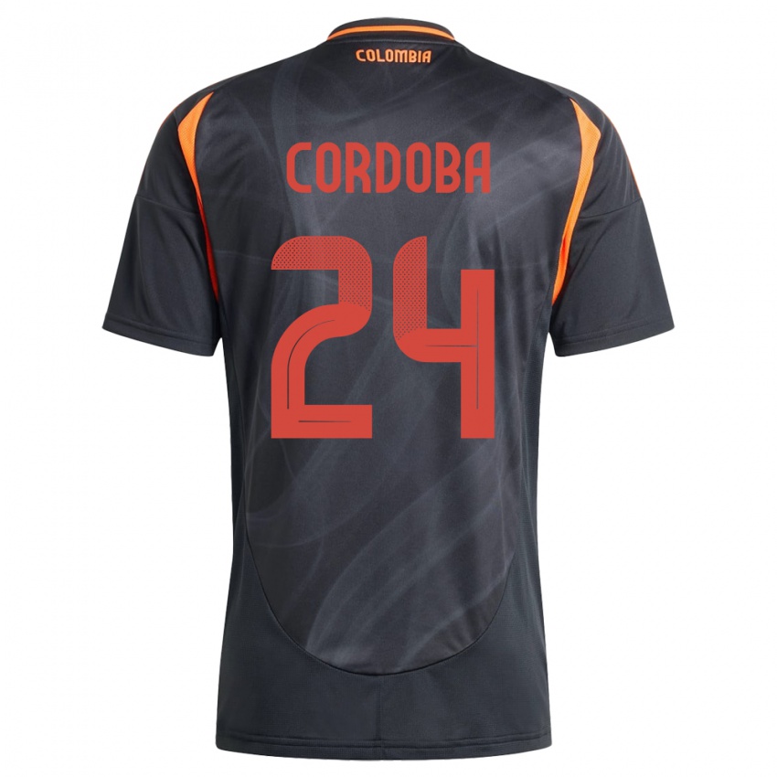 גברים קולומביה ג'ון קורדובה #24 שָׁחוֹר הרחק ג'רזי 24-26 חולצה קצרה