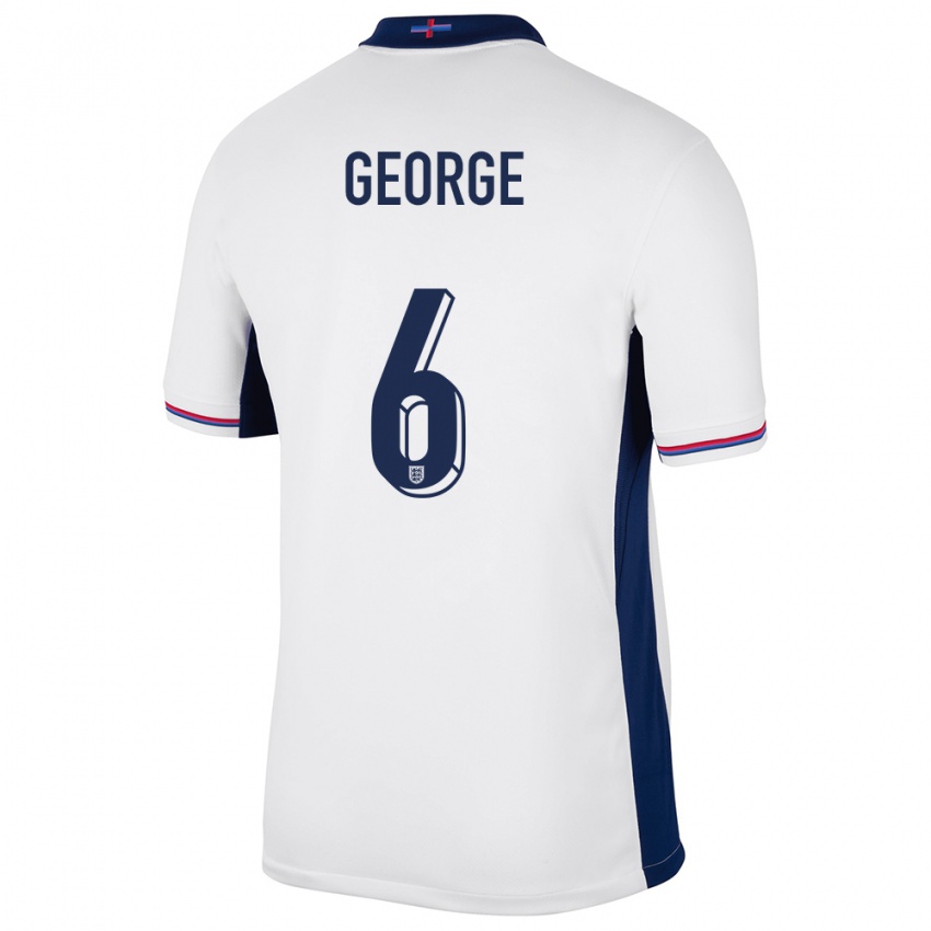 נשים אנגליה גבי ג'ורג' #6 לבן ג'רזי ביתית 24-26 חולצה קצרה