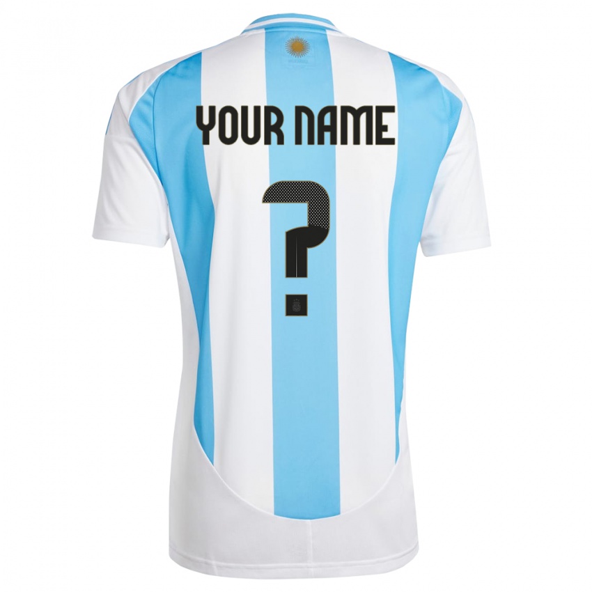 נשים ארגנטינה השם שלך #0 לבן כחול ג'רזי ביתית 24-26 חולצה קצרה