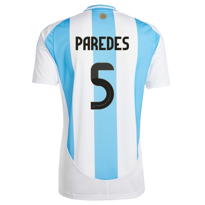 נשים ארגנטינה לאנדרו פארדס #5 לבן כחול ג'רזי ביתית 24-26 חולצה קצרה