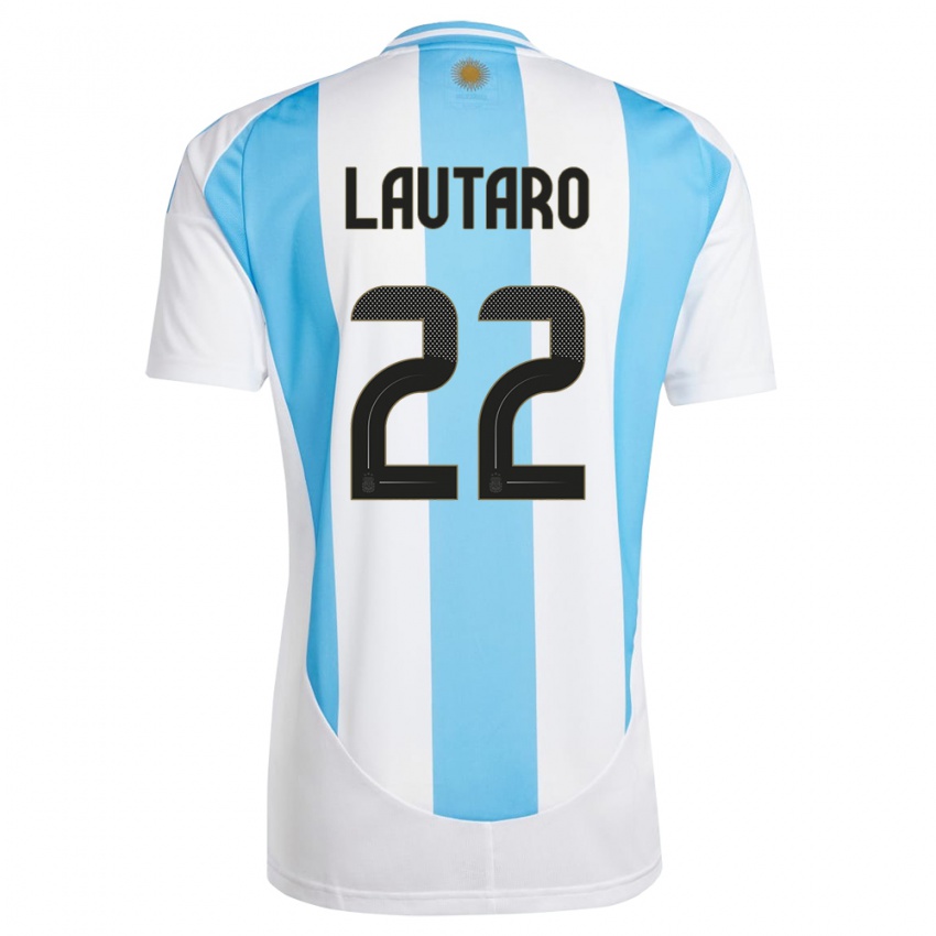 נשים ארגנטינה לאוטארו מרטינס #22 לבן כחול ג'רזי ביתית 24-26 חולצה קצרה