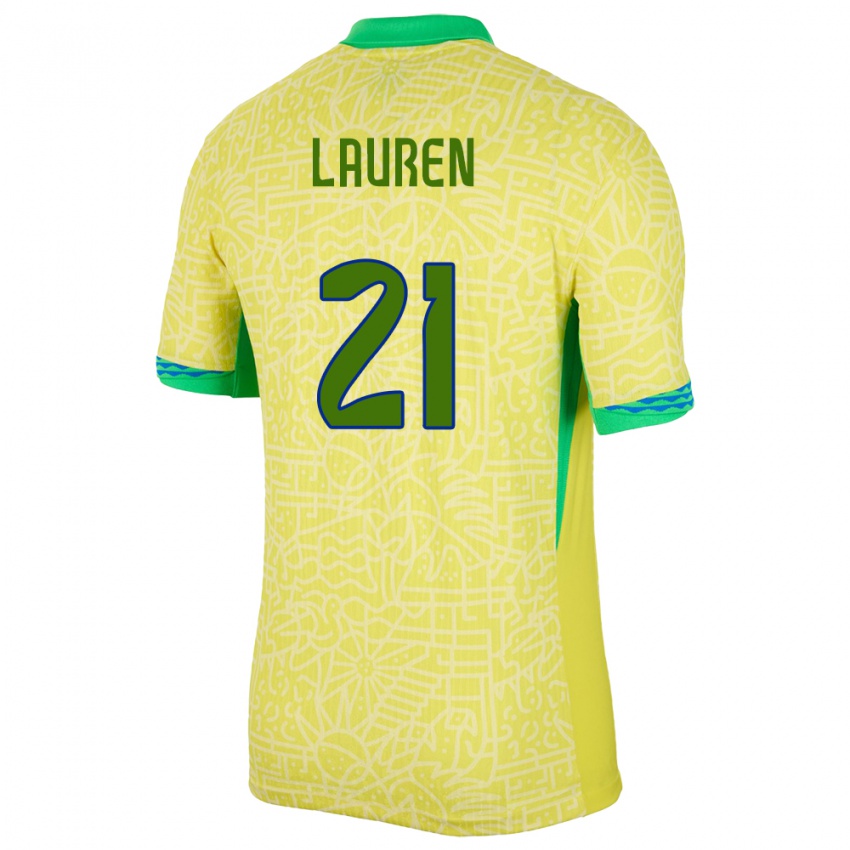 נשים ברזיל לורן קוסטה #21 צהוב ג'רזי ביתית 24-26 חולצה קצרה