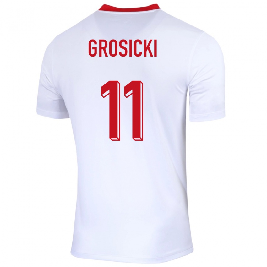 נשים פולין קמיל גרוסיצקי #11 לבן ג'רזי ביתית 24-26 חולצה קצרה