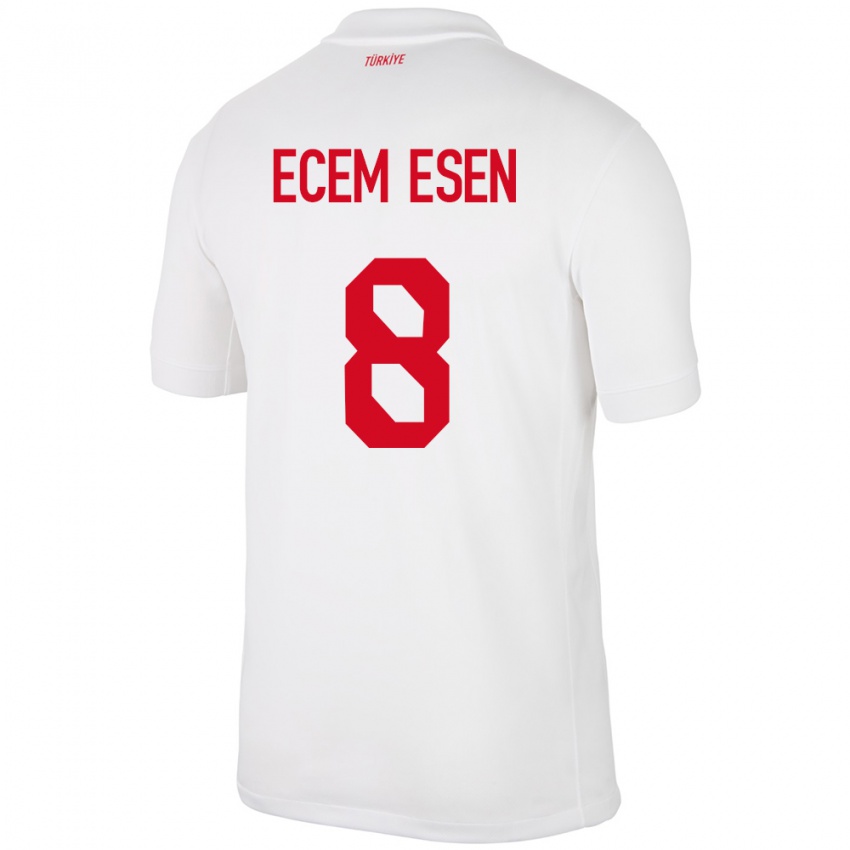 נשים טורקיה Emine Ecem Esen #8 לבן ג'רזי ביתית 24-26 חולצה קצרה