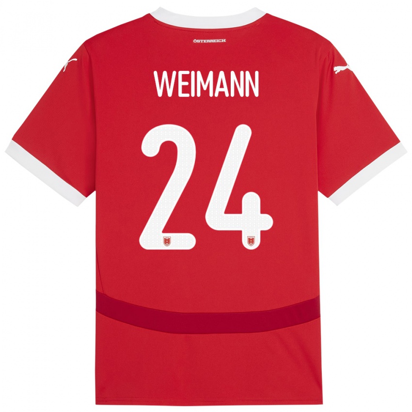 נשים אוסטריה אנדראס ויימן #24 אָדוֹם ג'רזי ביתית 24-26 חולצה קצרה