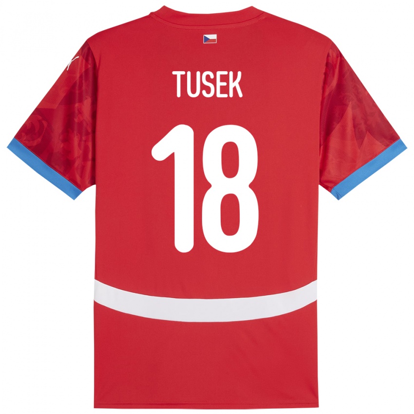 נשים צ'כיה Adam Tusek #18 אָדוֹם ג'רזי ביתית 24-26 חולצה קצרה