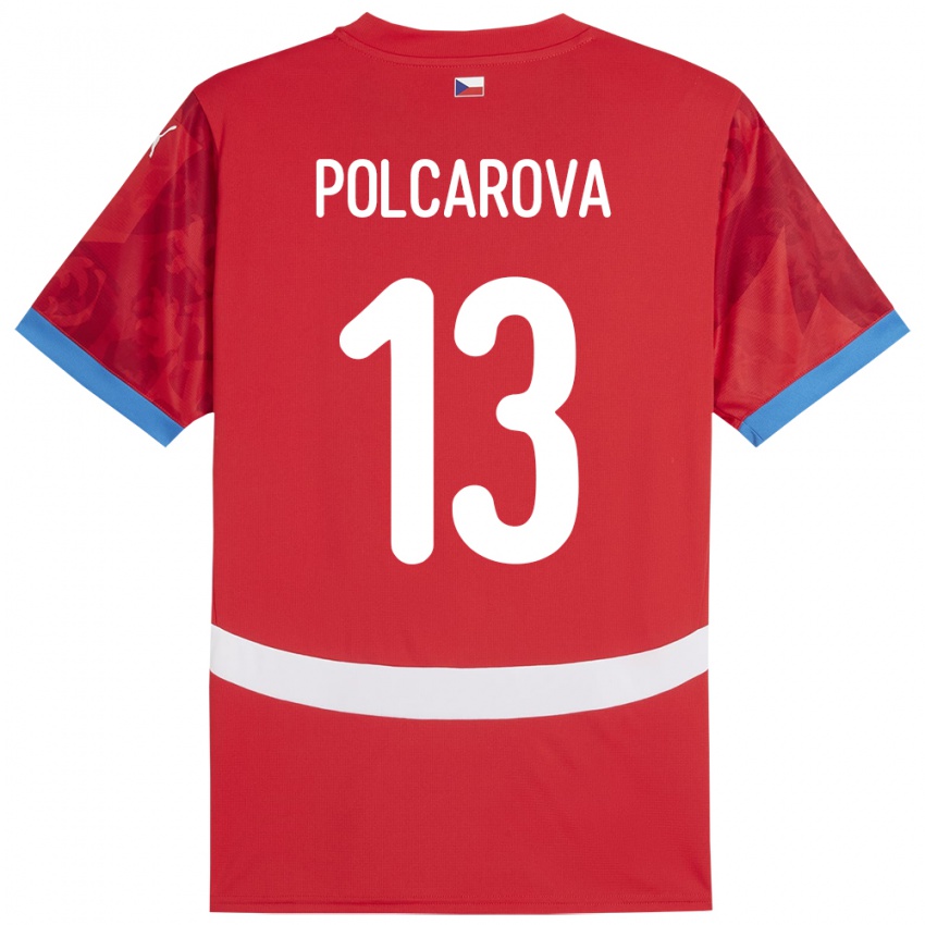 נשים צ'כיה Barbora Polcarová #13 אָדוֹם ג'רזי ביתית 24-26 חולצה קצרה