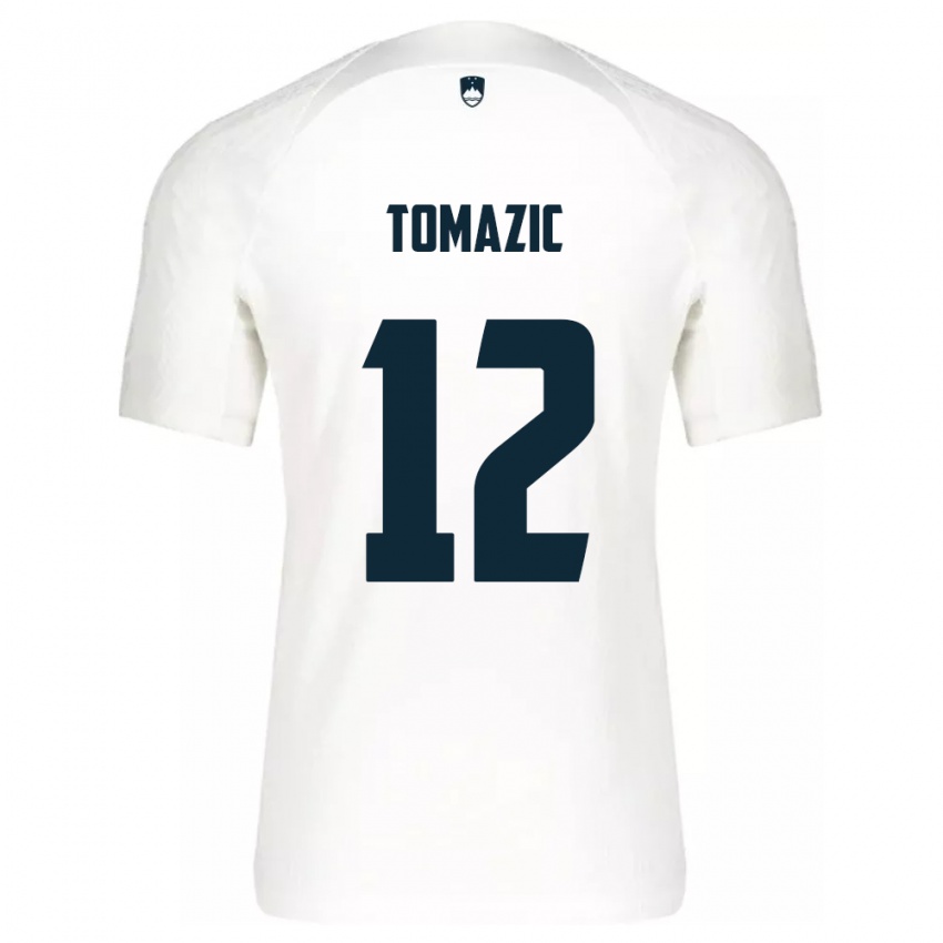 נשים סלובניה לוקאס טומאזיץ׳ #12 לבן ג'רזי ביתית 24-26 חולצה קצרה