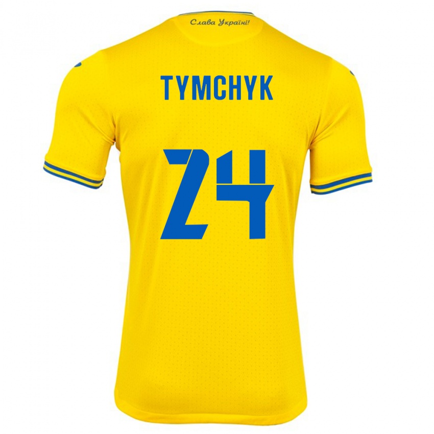 נשים אוקראינה אולכסנדר טימצ'יק #24 צהוב ג'רזי ביתית 24-26 חולצה קצרה