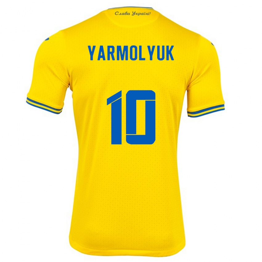 נשים אוקראינה ייגור ירמוליוק #10 צהוב ג'רזי ביתית 24-26 חולצה קצרה