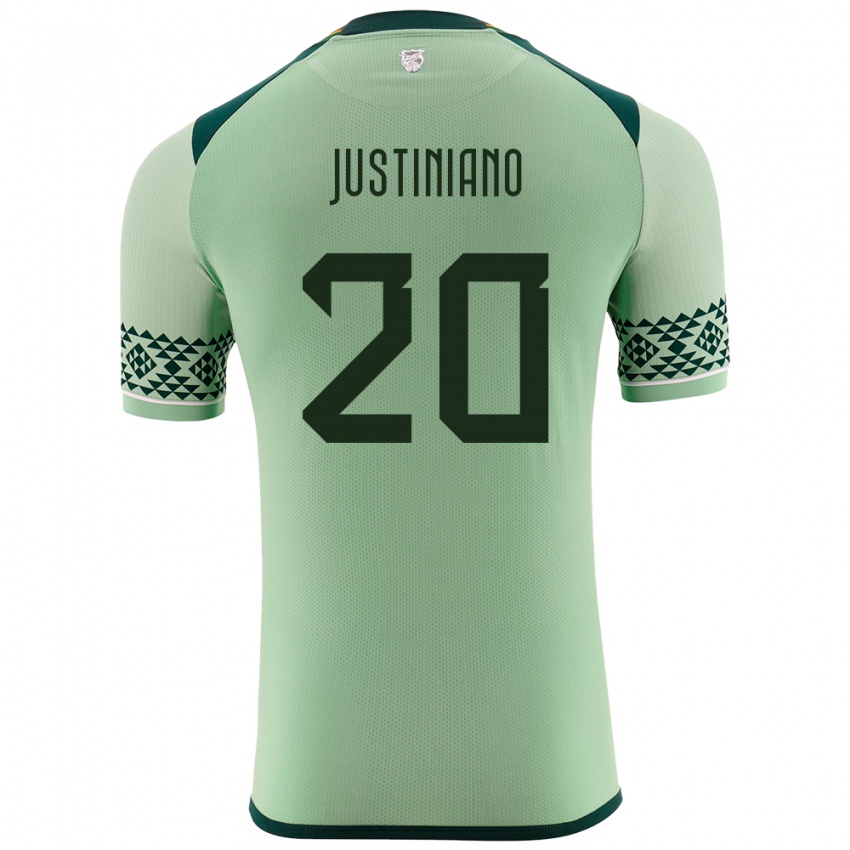 נשים בוליביה Leonardo Justiniano #20 ירוק בהיר ג'רזי ביתית 24-26 חולצה קצרה