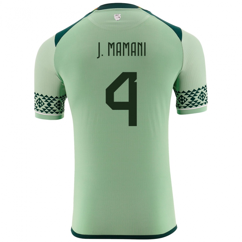 נשים בוליביה Jhylian Mary Mamani #4 ירוק בהיר ג'רזי ביתית 24-26 חולצה קצרה