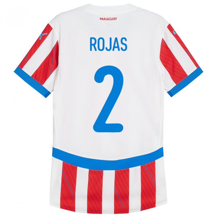 נשים פרגוואי Robert Rojas #2 לבן אדום ג'רזי ביתית 24-26 חולצה קצרה
