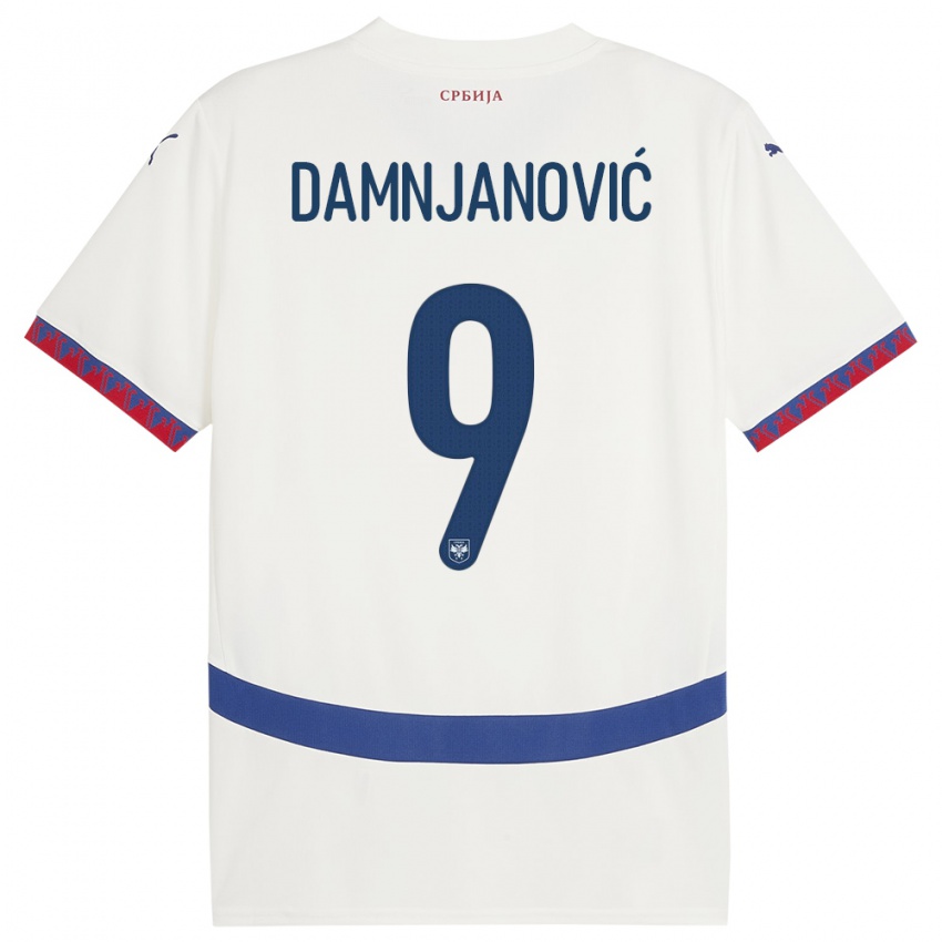נשים סרביה יובאנה דמניאנוביץ' #9 לבן הרחק ג'רזי 24-26 חולצה קצרה