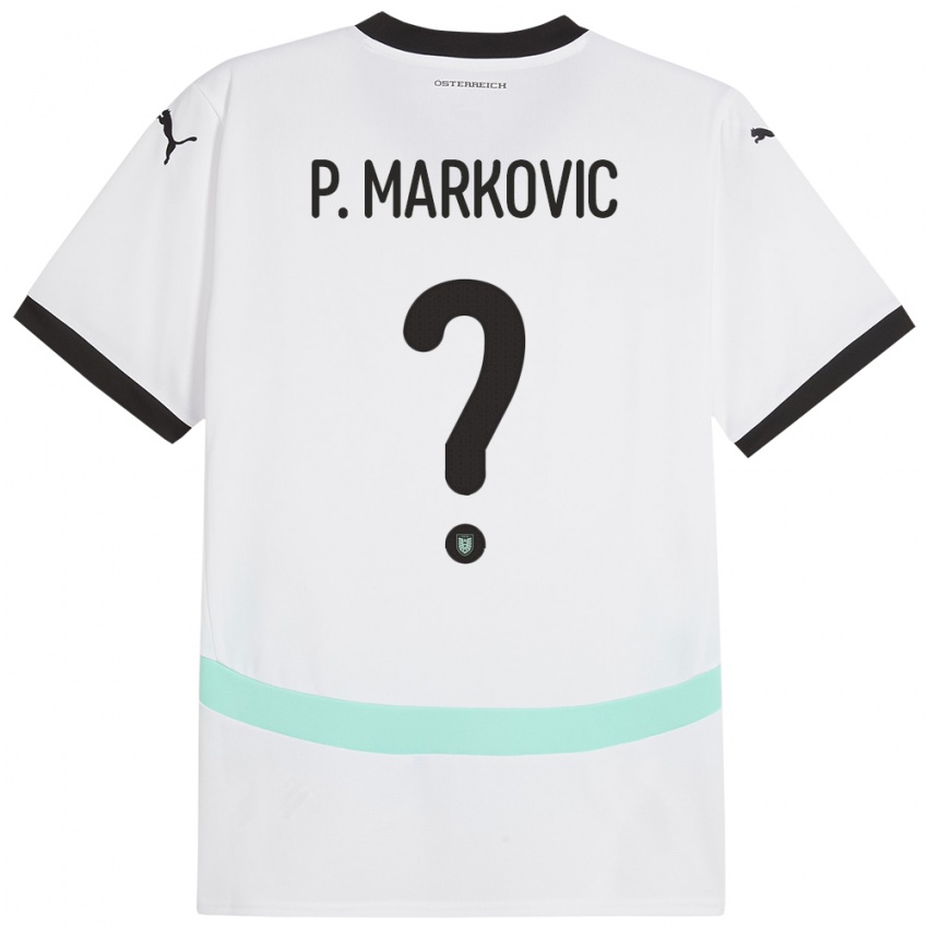 נשים אוסטריה Petar Markovic #0 לבן הרחק ג'רזי 24-26 חולצה קצרה