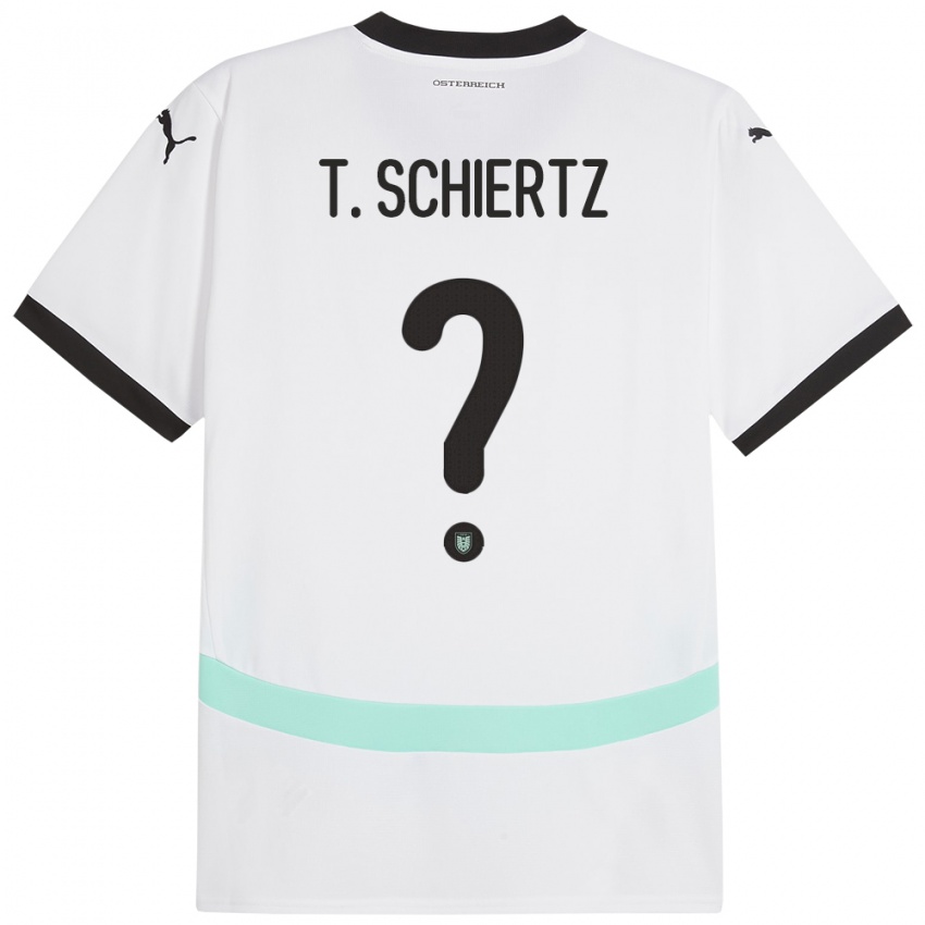 נשים אוסטריה Tammo Schiertz #0 לבן הרחק ג'רזי 24-26 חולצה קצרה