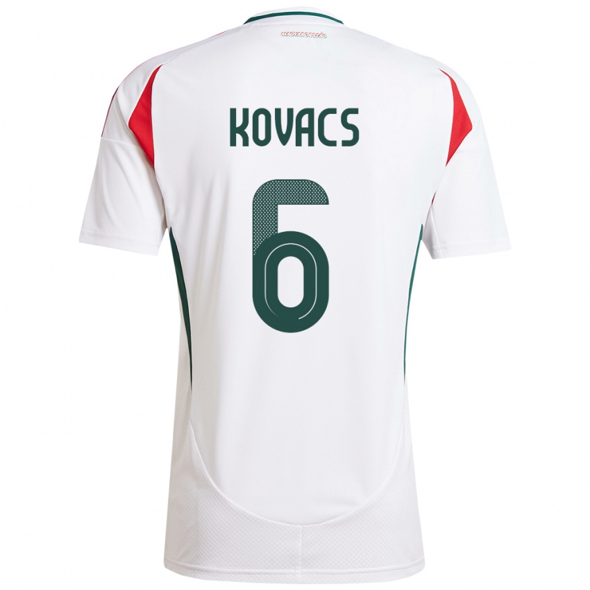 נשים הונגריה Noel Kovács #6 לבן הרחק ג'רזי 24-26 חולצה קצרה