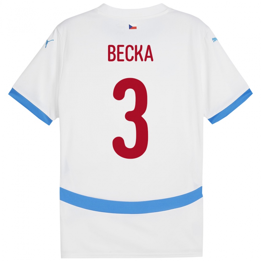 נשים צ'כיה Patrik Becka #3 לבן הרחק ג'רזי 24-26 חולצה קצרה