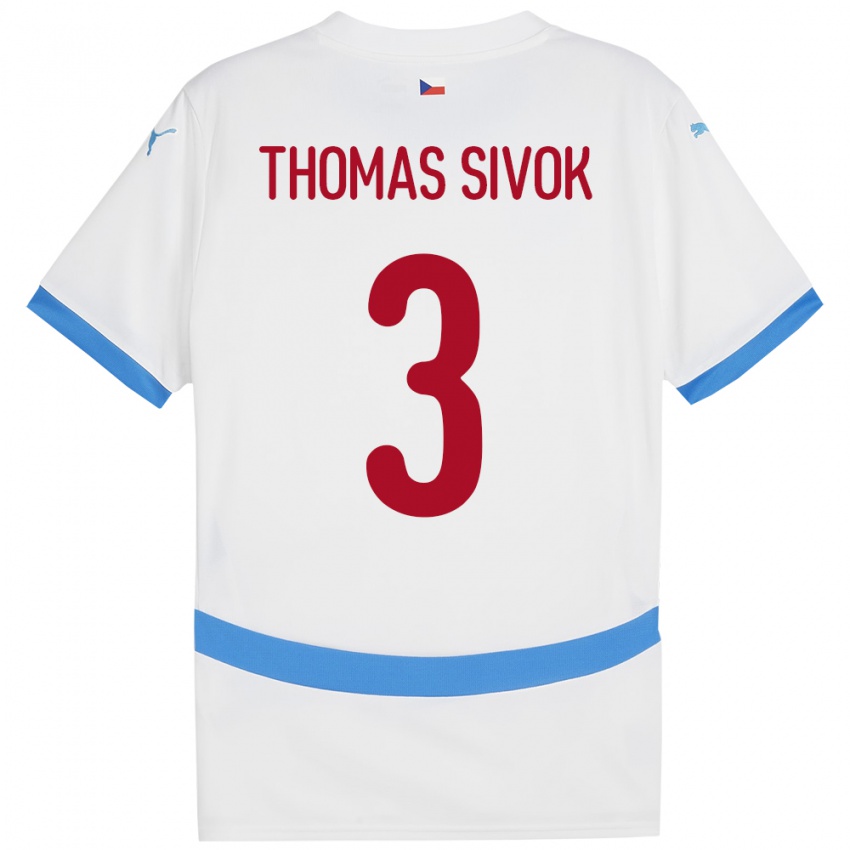 נשים צ'כיה Andre Thomas Sivok #3 לבן הרחק ג'רזי 24-26 חולצה קצרה