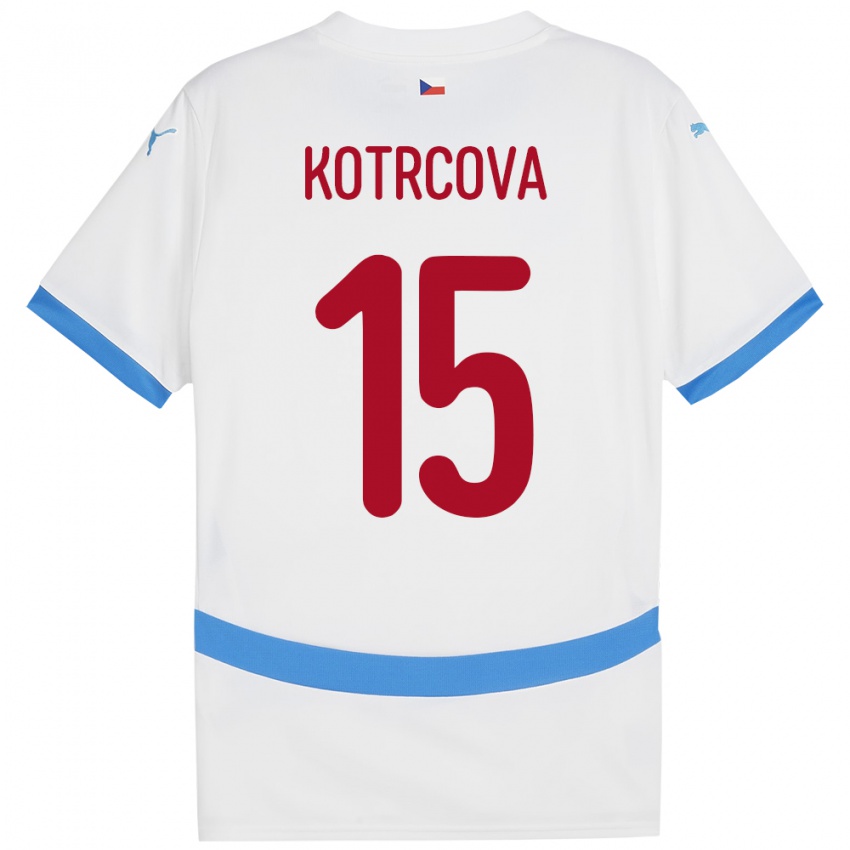 נשים צ'כיה Kateřina Kotrčová #15 לבן הרחק ג'רזי 24-26 חולצה קצרה