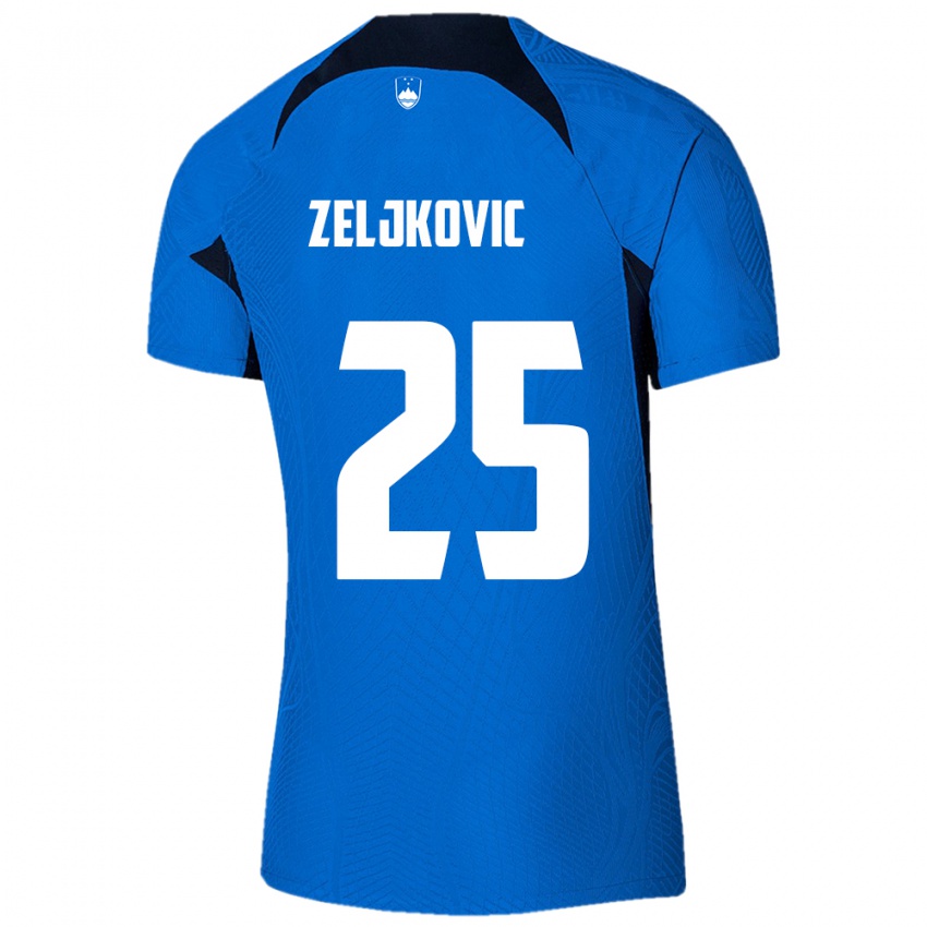 נשים סלובניה אדריאן זליקוביץ׳ #25 כְּחוֹל הרחק ג'רזי 24-26 חולצה קצרה