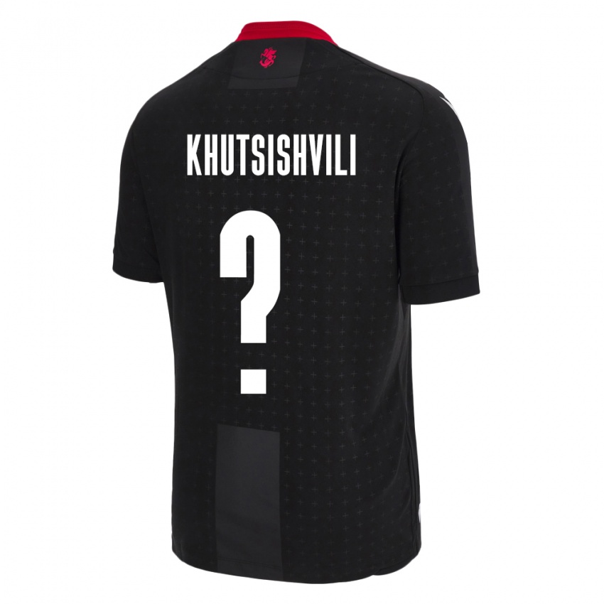 נשים גאורגיה Lasha Khutsishvili #0 שָׁחוֹר הרחק ג'רזי 24-26 חולצה קצרה
