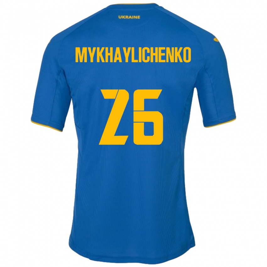 נשים אוקראינה בוגדן מיכאיליצ'נקו #26 כְּחוֹל הרחק ג'רזי 24-26 חולצה קצרה