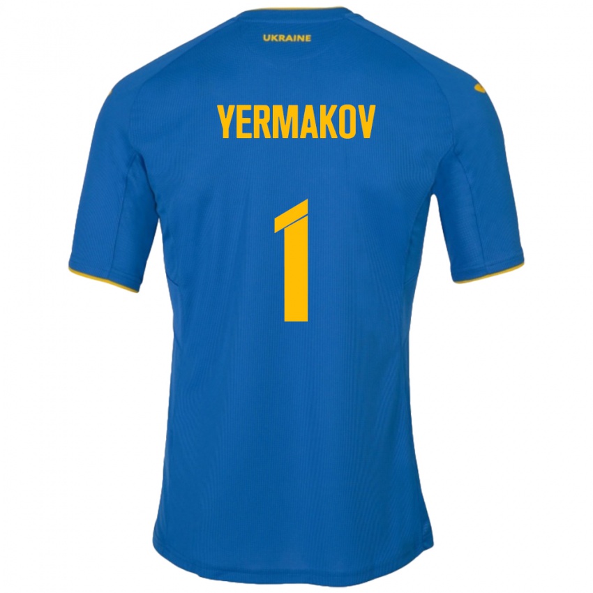 נשים אוקראינה Georgiy Yermakov #1 כְּחוֹל הרחק ג'רזי 24-26 חולצה קצרה