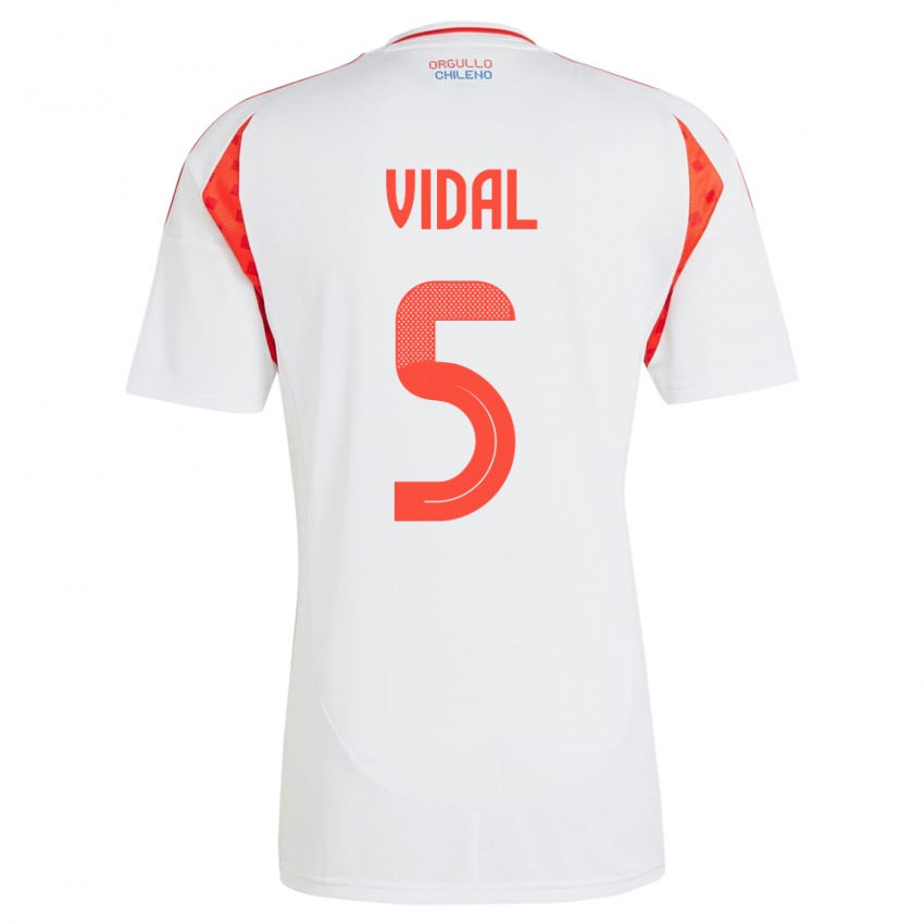 נשים צ'ילה Valentín Vidal #5 לבן הרחק ג'רזי 24-26 חולצה קצרה